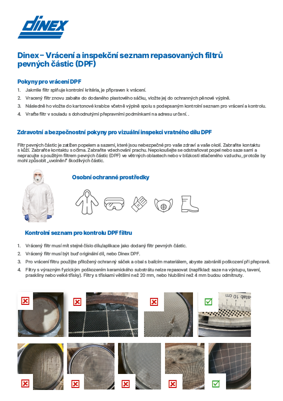 Checkliste für Rücksendung und Inspektion